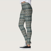 Leggings Conception de motif mandala sarcelle et beige (Gauche)