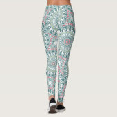 Leggings Conception de motif mandala sarcelle et corail (Dos)