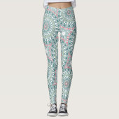 Leggings Conception de motif mandala sarcelle et corail (Devant)