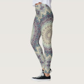 Leggings Conception de motif mandala sarcelle et crème (Gauche)
