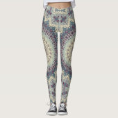 Leggings Conception de motif mandala sarcelle et crème (Devant)