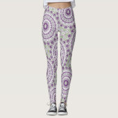 Leggings Conception de Motif Mandala violet et vert (Devant)