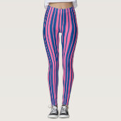 Leggings Conception de motif rayé stylé rose bleu (Devant)