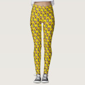 Leggings Conception de motif singe jaune  (Devant)