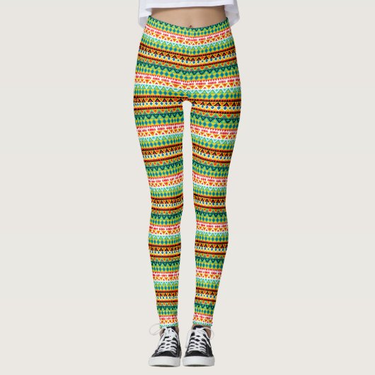 Leggings Conception de motifs aztèques colorés mignons (Devant)