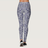 Leggings Conception de motifs de paisley bleu blanc mignons (Dos)