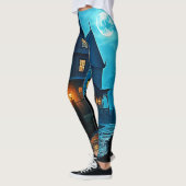 Leggings Conception de nuit au clair de lune bleu du manoir (Gauche)