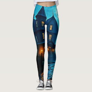Leggings Conception de nuit au clair de lune bleu du manoir
