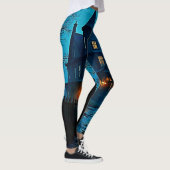 Leggings Conception de nuit au clair de lune bleu du manoir (Droite)