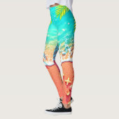 Leggings Conception de paradis de plage de sable rose (Gauche)