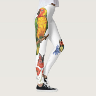 Leggings conception de perroquet et papillons à l'aquarelle