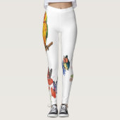 Leggings conception de perroquet et papillons à l'aquarelle (Devant)
