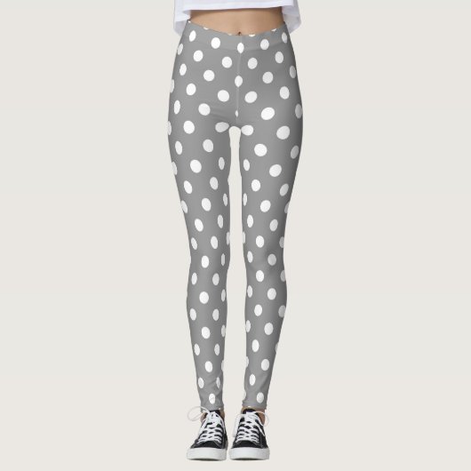 Leggings Conception de points blancs en gris cendré (Devant)