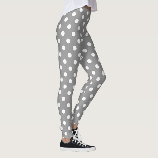 Leggings Conception de points blancs en gris cendré (Droite)