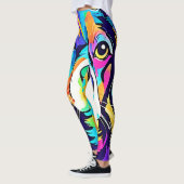 Leggings Conception de portrait de chien arc-en-ciel (Gauche)