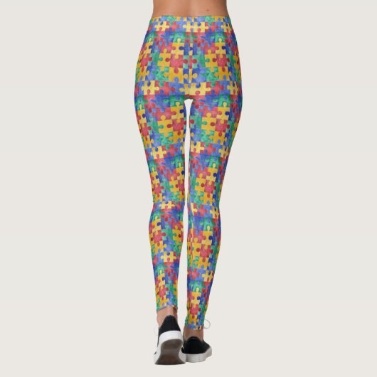 Leggings Conception de puzzle d'aquarelle de (Dos)