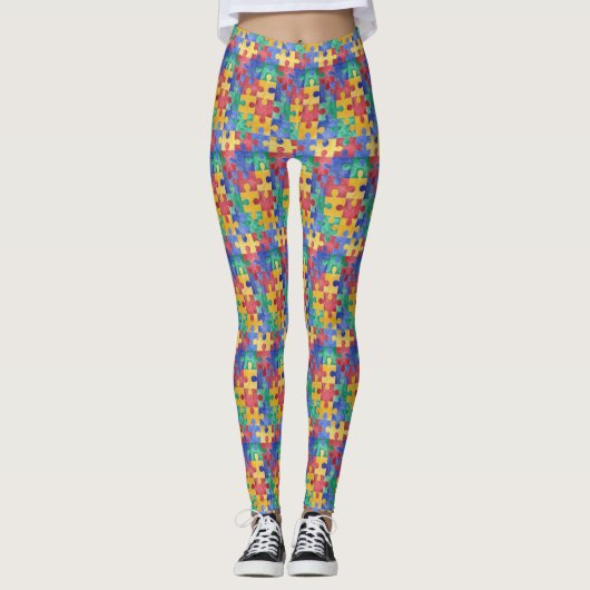 Leggings Conception de puzzle d'aquarelle de (Devant)