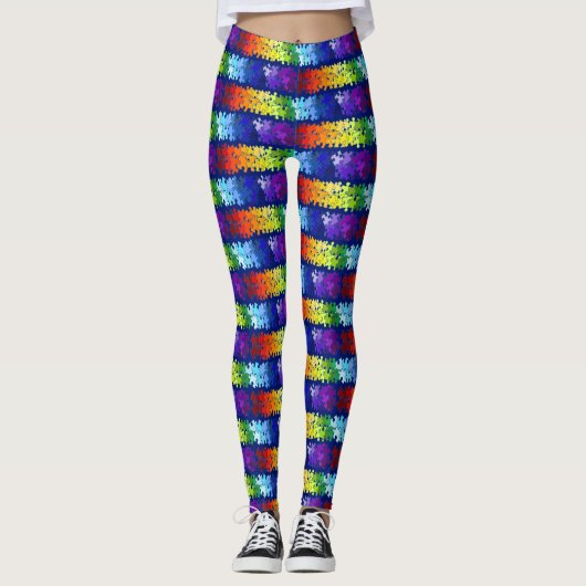 Leggings Conception de puzzle d'arc-en-ciel de (Devant)