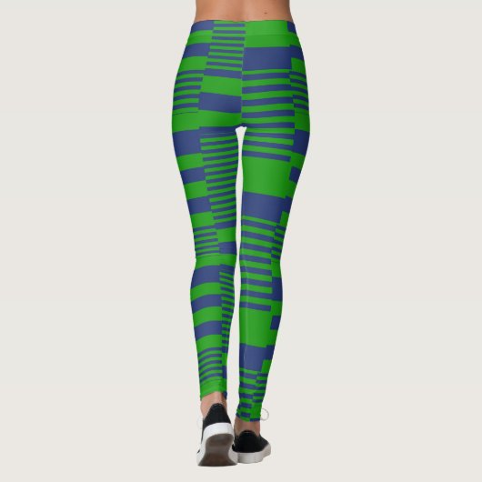 Leggings Conception de rayures patchwork bleu vert  (Dos)