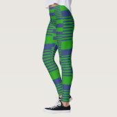 Leggings Conception de rayures patchwork bleu vert  (Gauche)