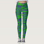 Leggings Conception de rayures patchwork bleu vert  (Devant)