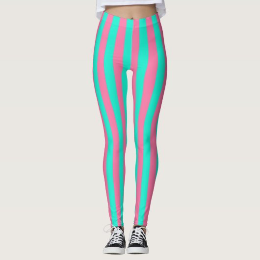 Leggings Conception de rayures vertes à la menthe rose (Devant)