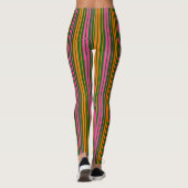 Leggings Conception de rayures verticales orange vert rose (Dos)