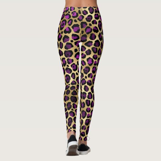 Leggings Conception de série Leopard violet et or 4 (Dos)