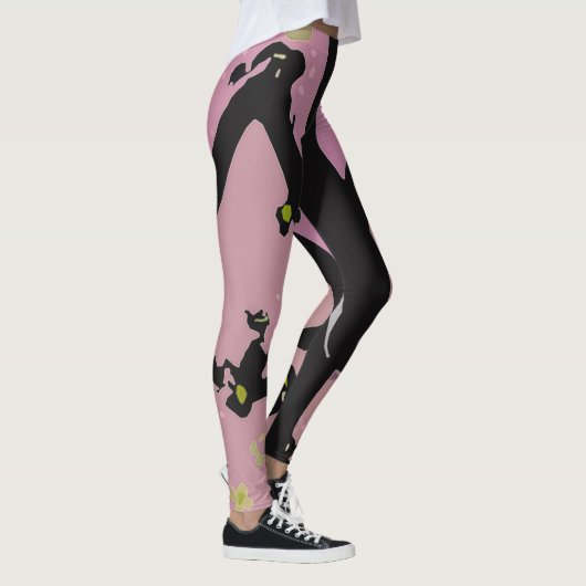 Leggings Conception de tongs noir et rose (Droite)