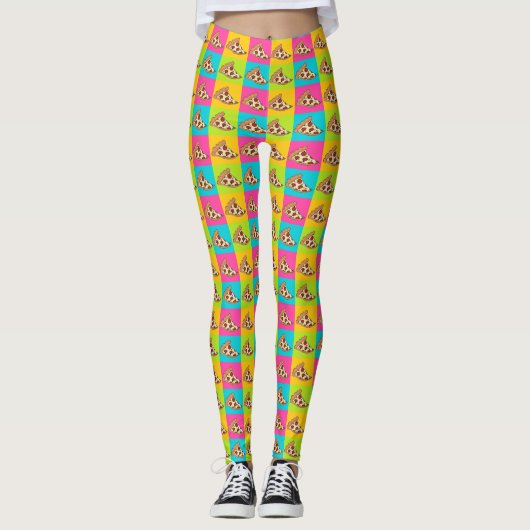 Leggings Conception de tranches de pizza lumineuses (Devant)