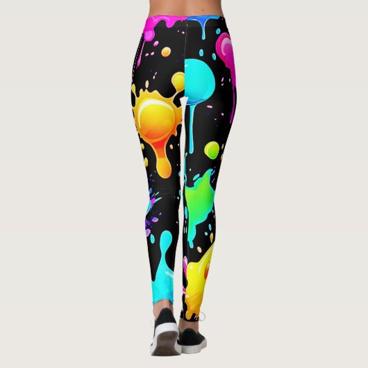 Leggings Conception des puces de peinture néon (Dos)