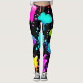 Leggings Conception des puces de peinture néon (Devant)