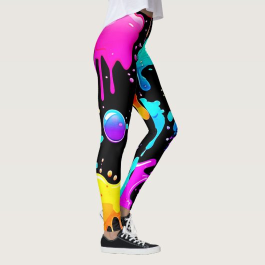 Leggings Conception des puces de peinture néon (Droite)