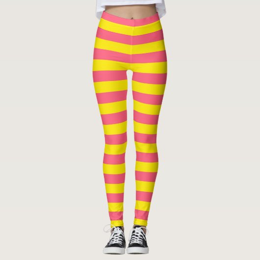 Leggings Conception des rayures rose et jaune (Devant)