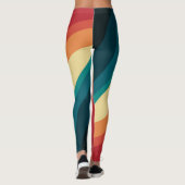 Leggings Conception d'ondes de style rétro multicolore (Dos)