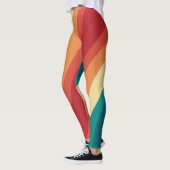 Leggings Conception d'ondes de style rétro multicolore (Gauche)