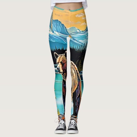 Leggings Conception d'ours de montagne canadiens majestueux (Devant)