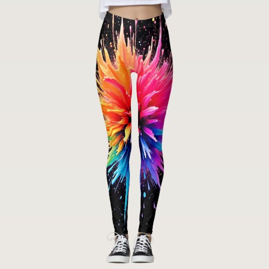 Leggings Conception dynamique des explosions de couleurs (Devant)