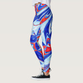 Leggings Conception dynamique des Motifs Abstraits bleus (Gauche)
