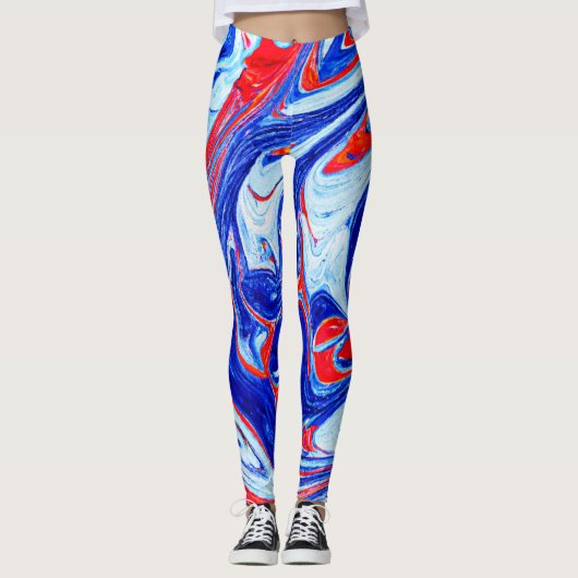 Leggings Conception dynamique des Motifs Abstraits bleus (Devant)