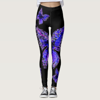 Leggings Conception élégante bleue de motif de papillon,