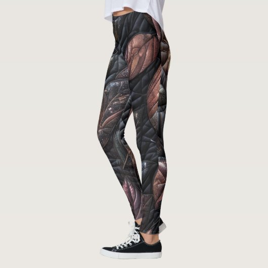 Leggings Conception Feuille Iridescente Quilée (Gauche)