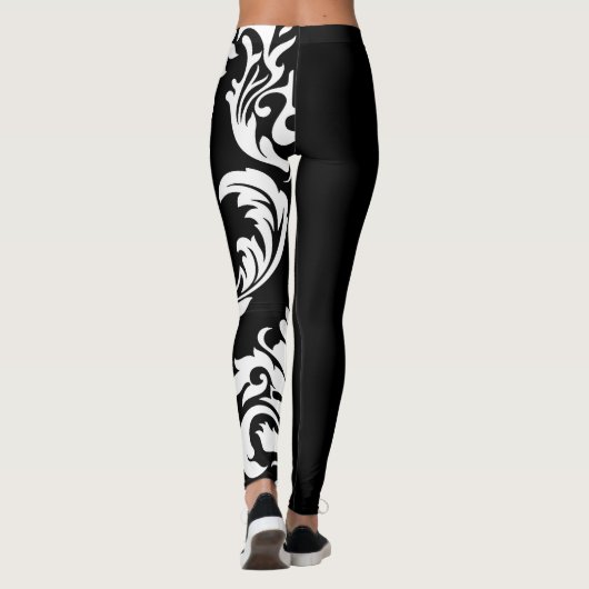 Leggings Conception florale blanche intense et noire sur (Dos)