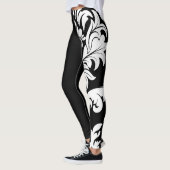 Leggings Conception florale blanche intense et noire sur (Gauche)