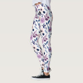 Leggings Conception florale délicate avec feuilles de lavan (Gauche)