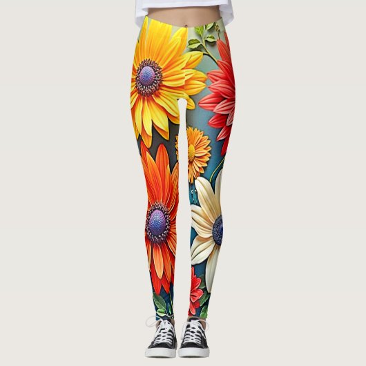 Leggings Conception florale dynamique de l'Imaginaire (Devant)
