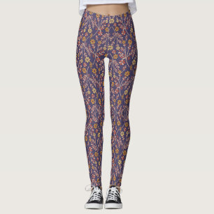 Leggings Conception florale fantaisiste avec des vignes sur