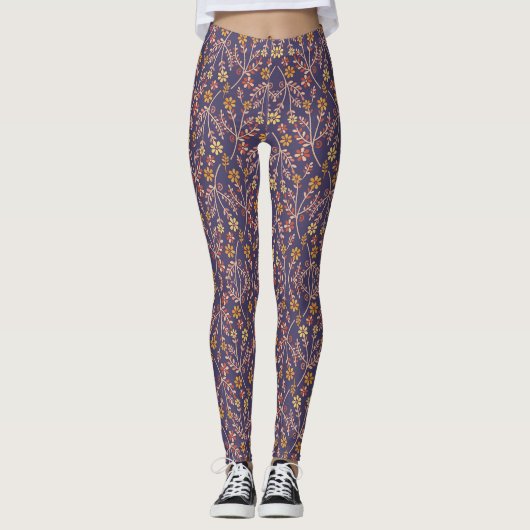 Leggings Conception florale fantaisiste avec des vignes sur (Devant)
