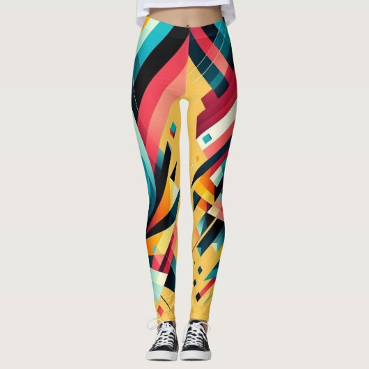 Leggings - Conception géométrique colorée (Devant)