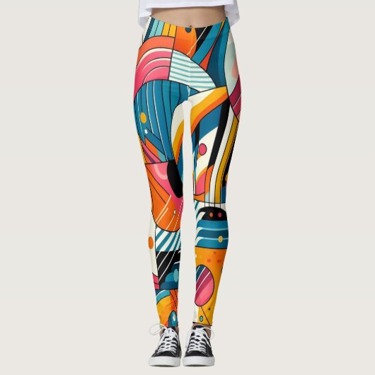 Leggings - Conception géométrique colorée, Art (Devant)